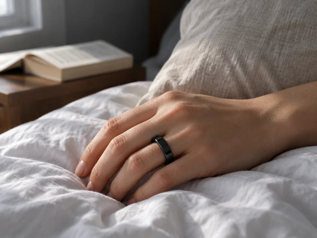A close photograph cropped at the wrist of a fair olive hand resting loosely on a rumpled white duve